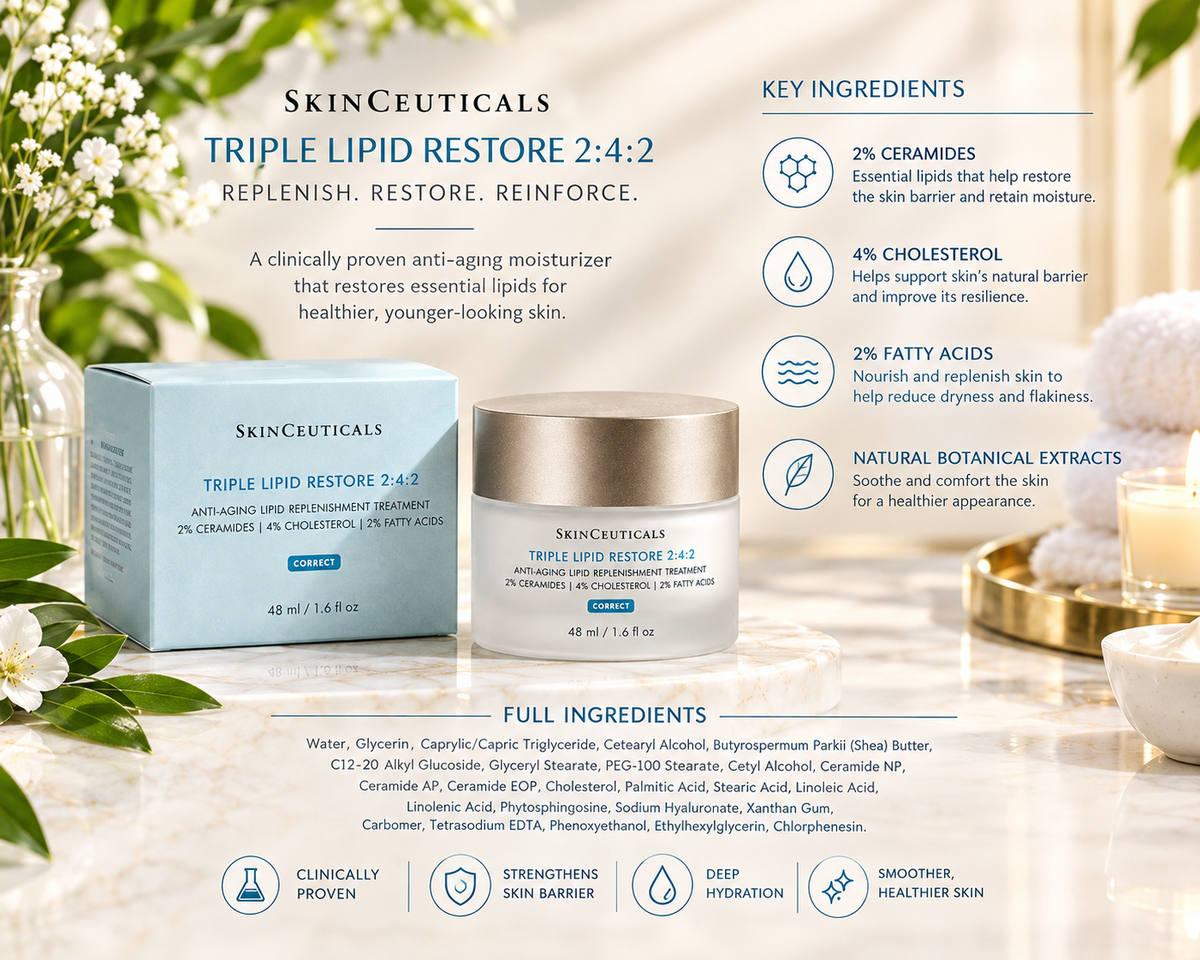 SkinCeuticals Triple Lipid Restore 2:4:2 Anti-Aging Cream 48ml 1.6oz – Lipid-Rich Moisturizer | Luxeora Shop