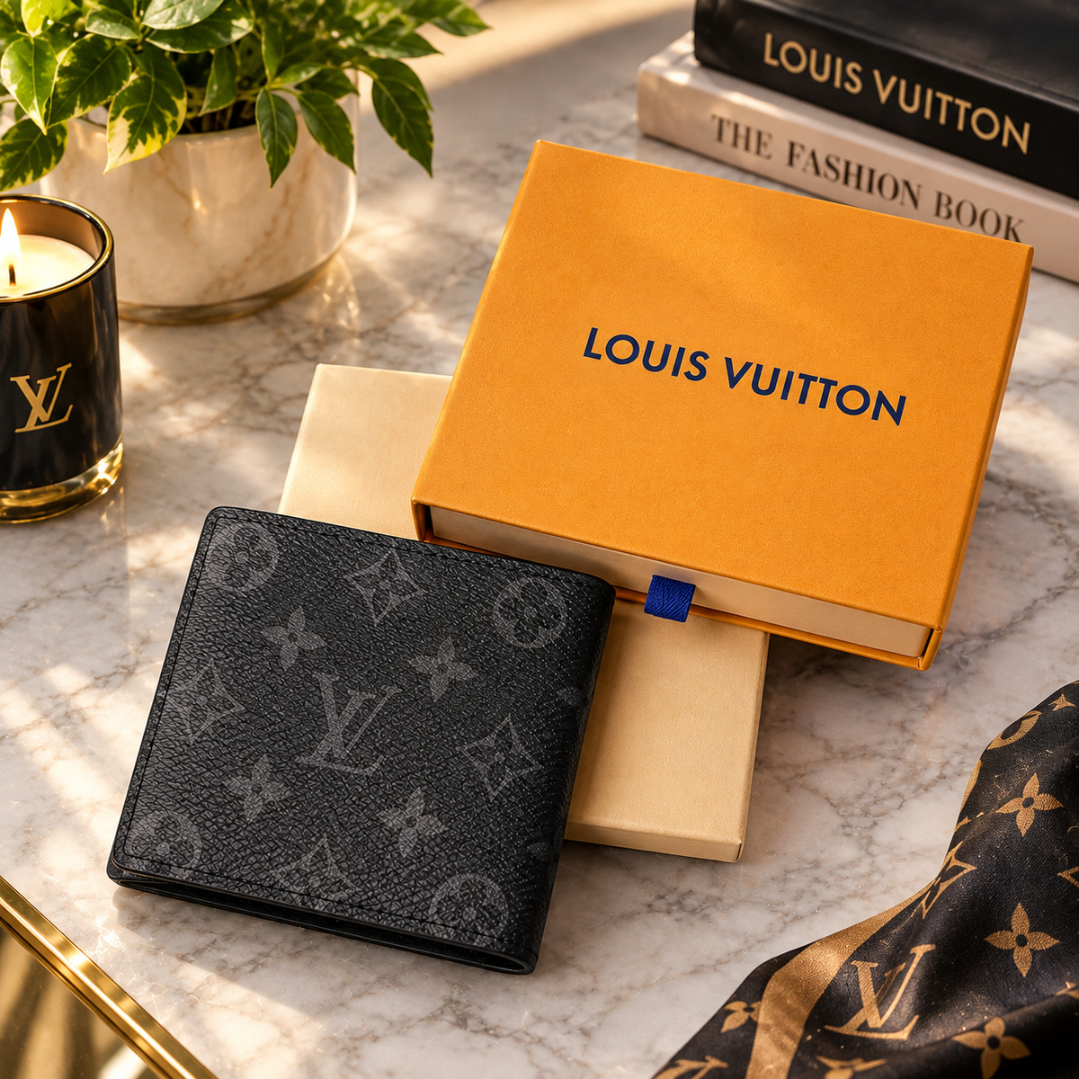 Louis Vuitton Men's Black Monogram Logo Bifold Wallet – Designer Folding Wallet | Luxeora Shop