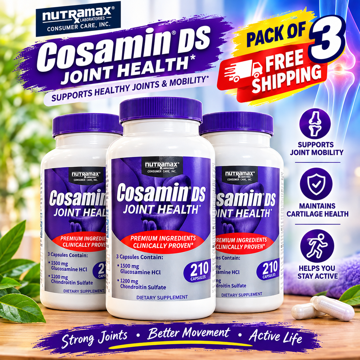 Cosamin DS Joint Health Supplement – Glucosamine & Chondroitin 210 Capsules