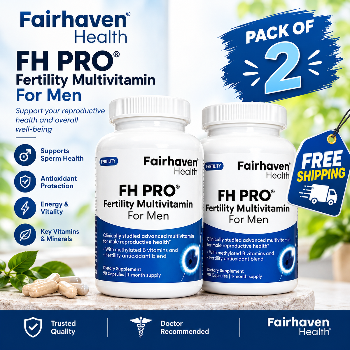 Fairhaven Health FH PRO for Men – Fertility Multivitamin for Men 180 Capsules
