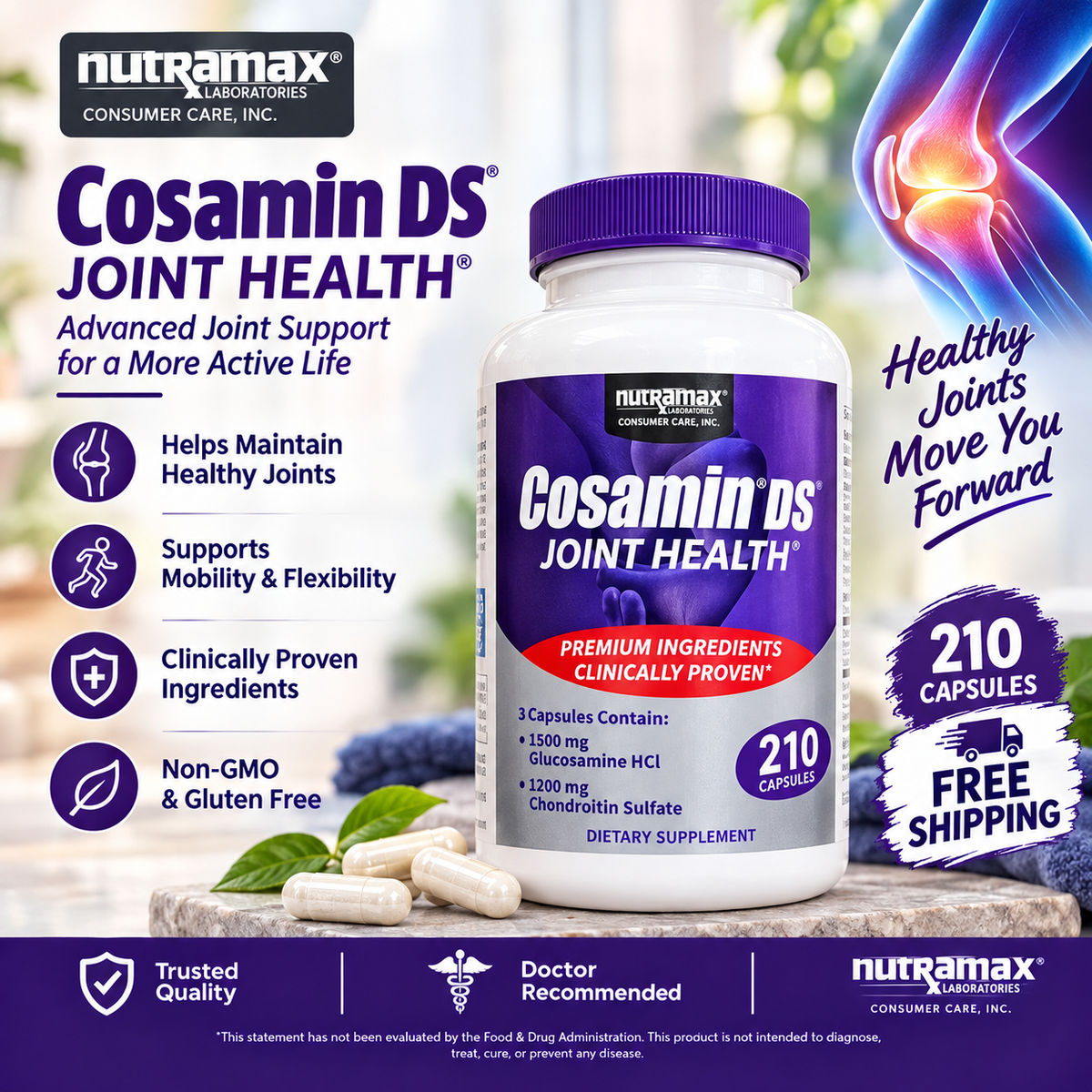 Cosamin DS Joint Health Supplement – Glucosamine & Chondroitin 210 Capsules