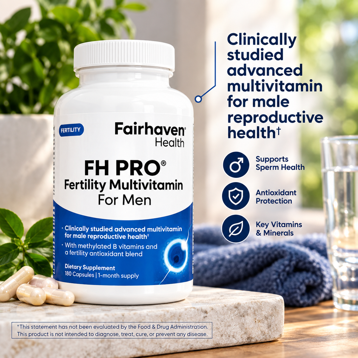 Fairhaven Health FH PRO for Men – Fertility Multivitamin for Men 180 Capsules