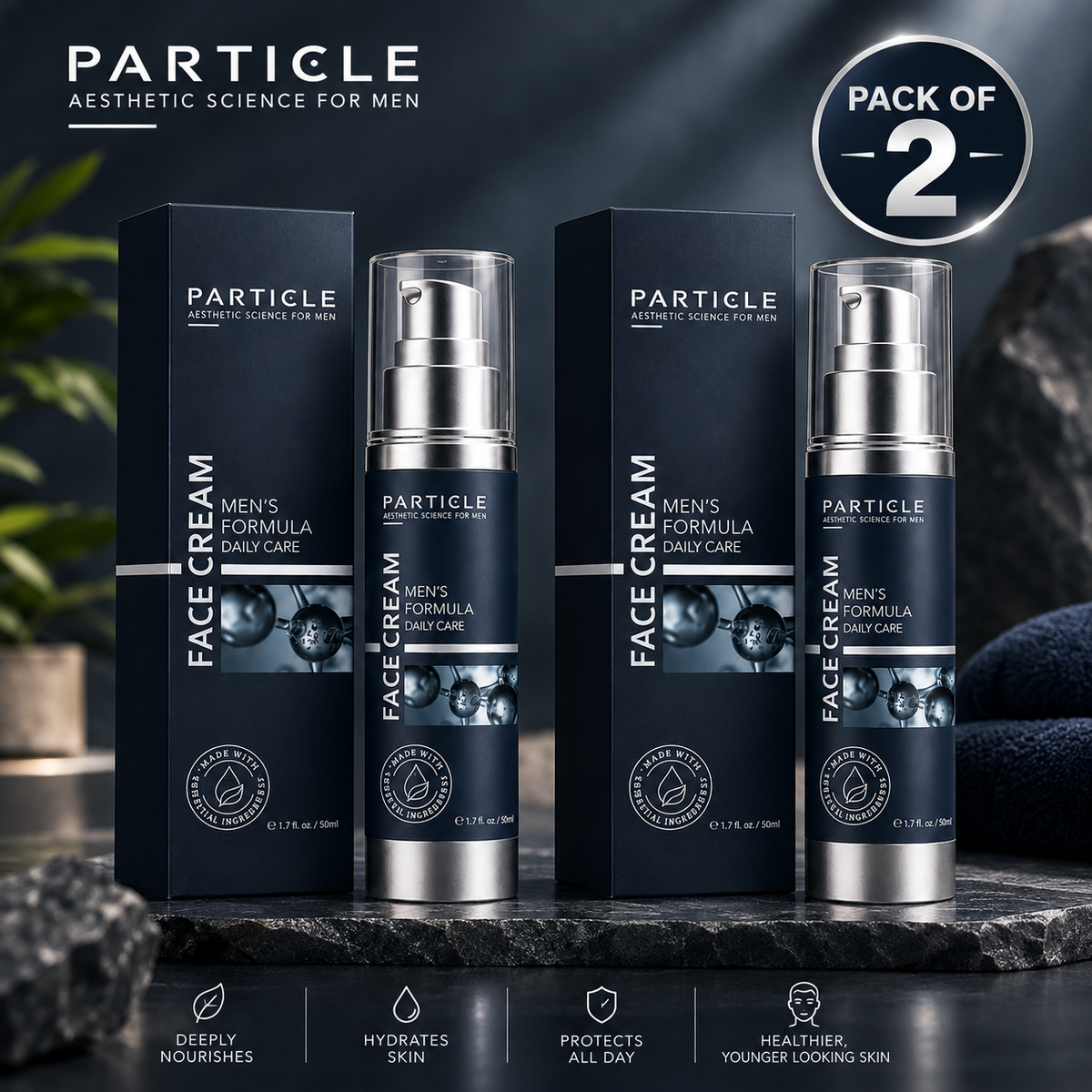 Particle Men's Face Cream Daily Moisturizer 2-Pack 1.7 fl oz 50ml Each – Luxeora Shop