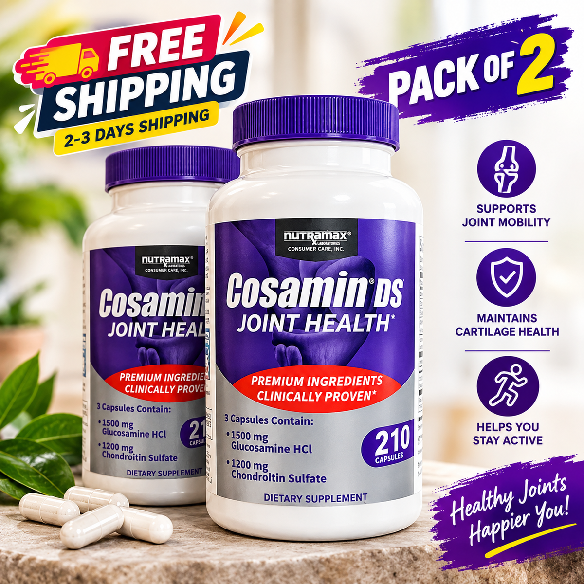 Cosamin DS Joint Health Supplement – Glucosamine & Chondroitin 210 Capsules