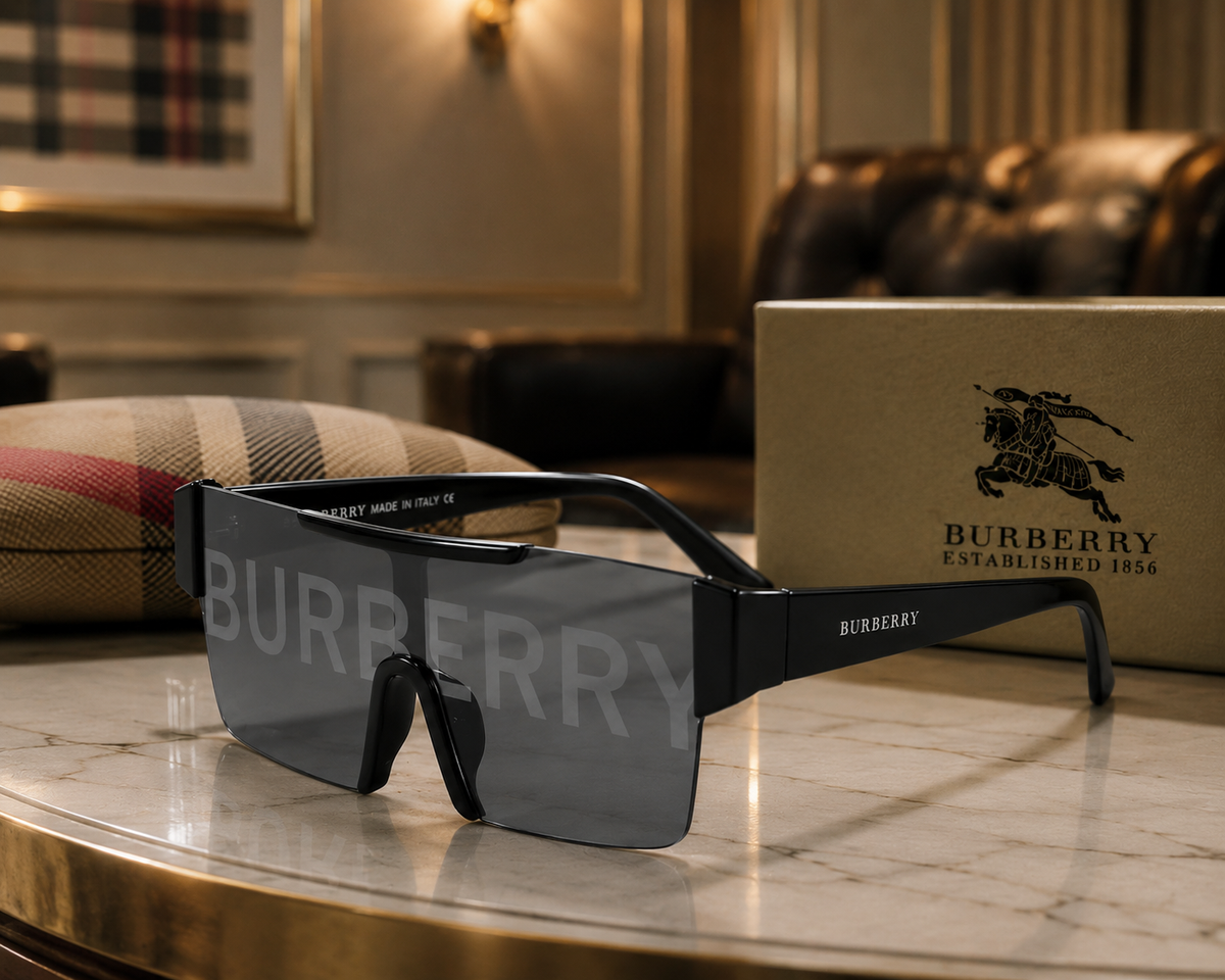 BURBERRY Matte Black/Grey Sunglasses New Authentic