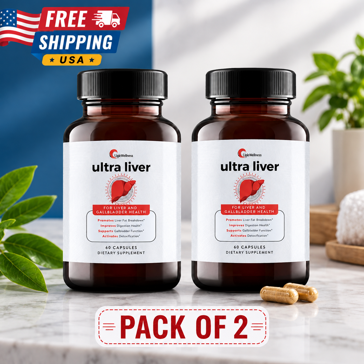 UpWellness Ultra Liver Supplement – Liver & Gallbladder Support, 60 Capsules | Luxeora Shop