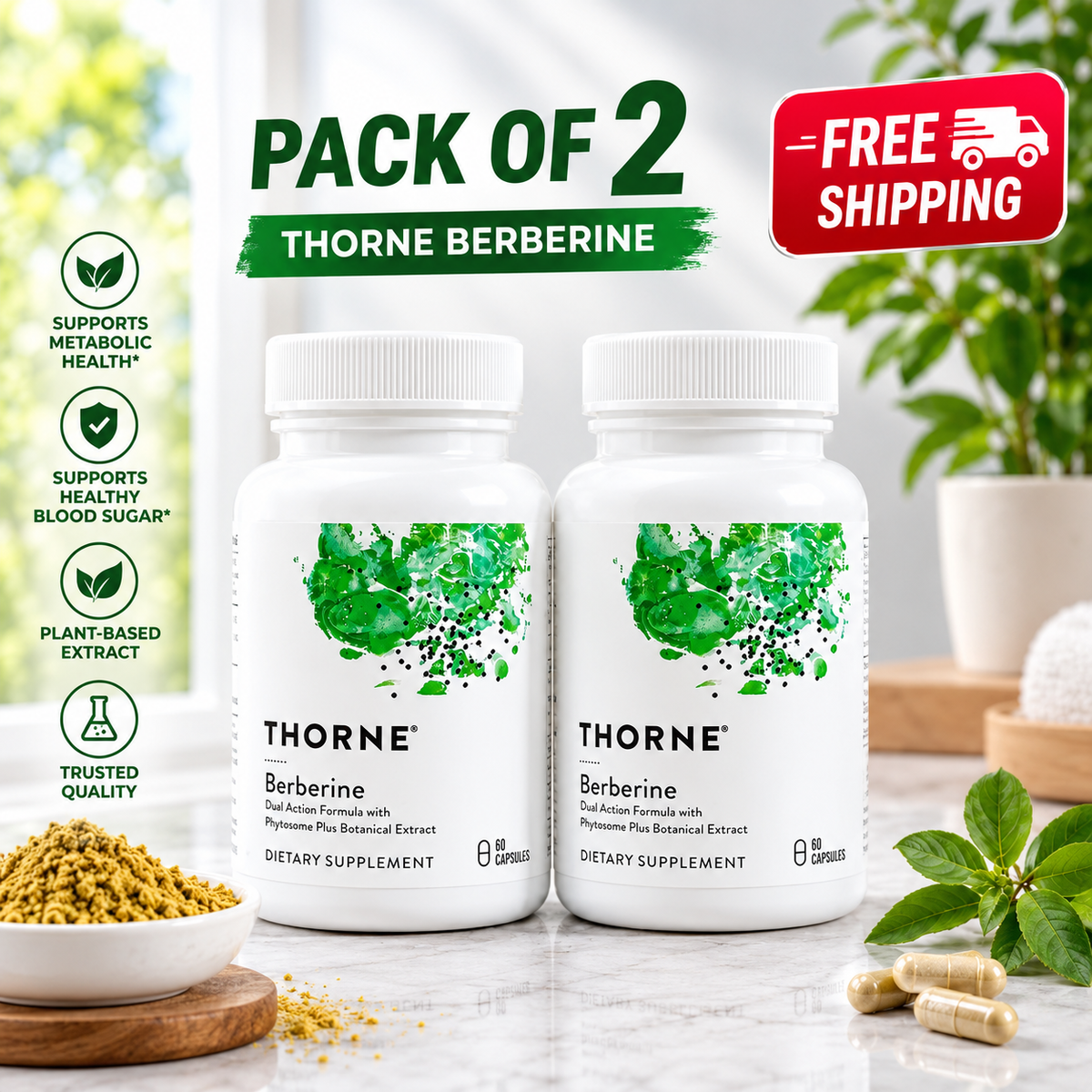 Thorne Berberine 60 Capsules – Dual Action Formula with Phytosome & Botanical Extract | Luxeora Shop