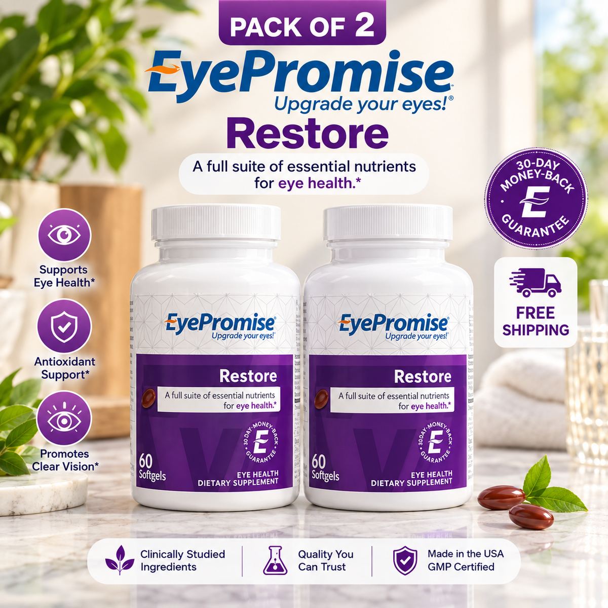 EyePromise Restore Eye Supplement 60 Softgels – Macular & Vision Health Support | Luxeora Shop