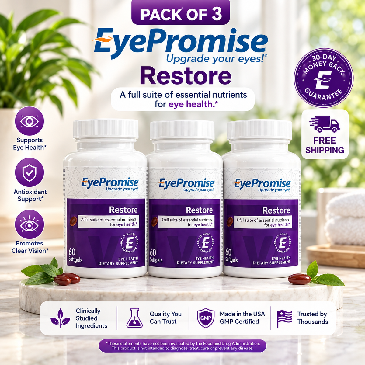 EyePromise Restore Eye Supplement 60 Softgels – Macular & Vision Health Support | Luxeora Shop