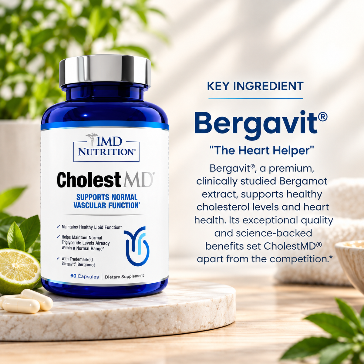 CholestMD Cholesterol & Heart Health Support 60 Capsules – Normal Vascular Function | Luxeora Shop