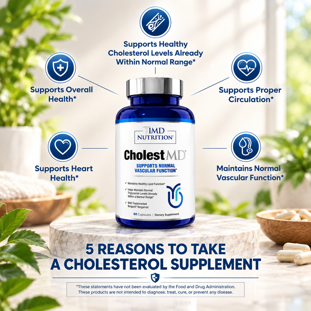 CholestMD Cholesterol & Heart Health Support 60 Capsules – Normal Vascular Function | Luxeora Shop