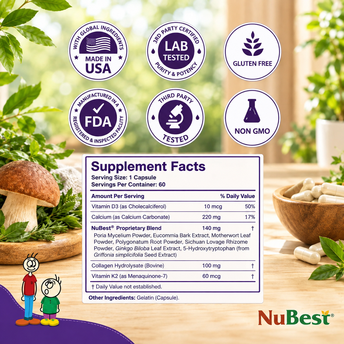 NuBest Tall 10+ Bone Health Supplement 60 Capsules – Calcium, D3, K2 & Collagen for Teens | Luxeora Shop