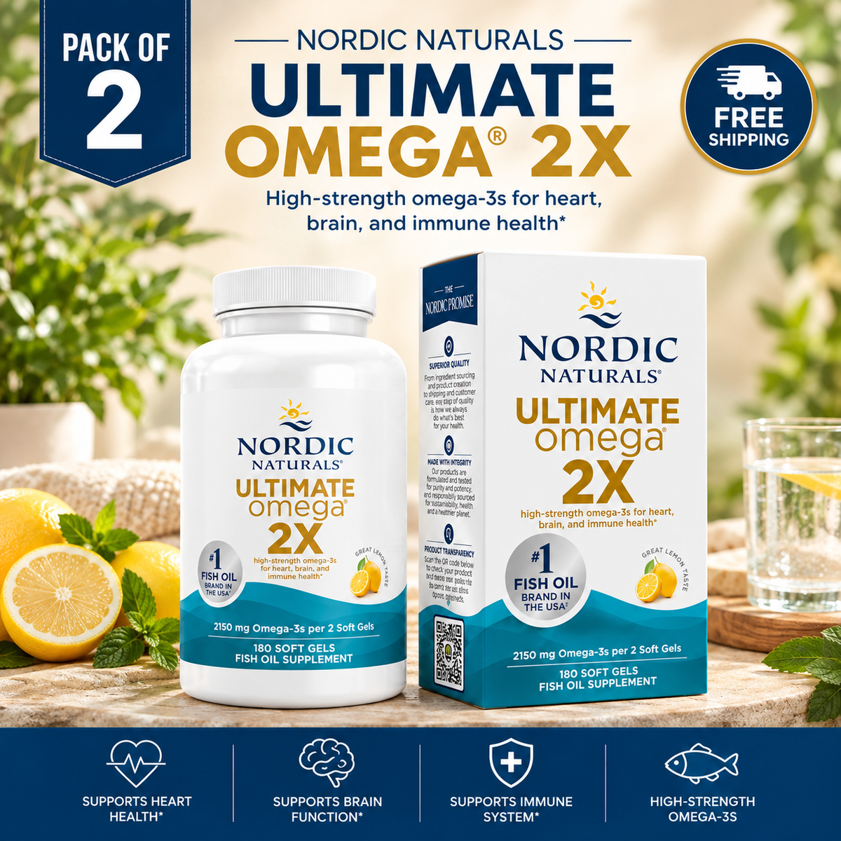 Nordic Naturals Ultimate Omega 2X 60 Soft Gels – 2150mg Omega-3 EPA DHA | Luxeora Shop