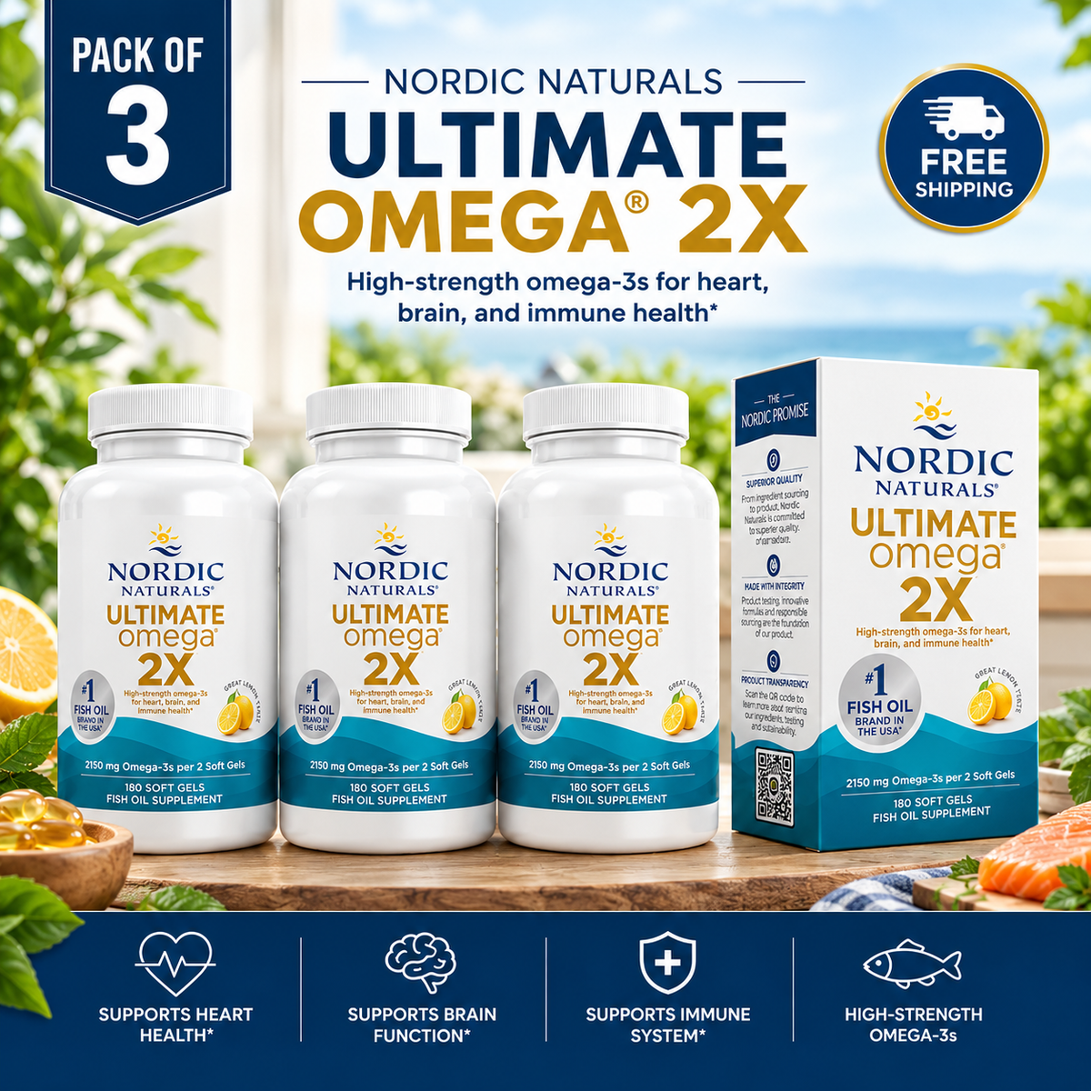 Nordic Naturals Ultimate Omega 2X 60 Soft Gels – 2150mg Omega-3 EPA DHA | Luxeora Shop