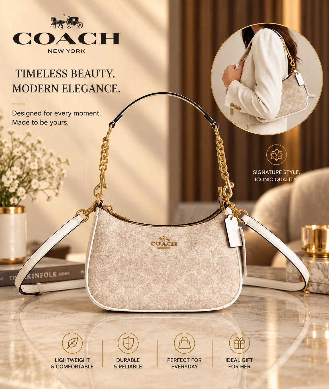 Coach Teri Shoulder Bag in Signature Canvas NWT – Designer Crossbody Handbag | Luxeora Shop