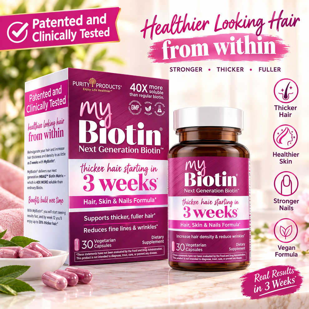 Purity Products MyBiotin Hair Skin & Nails 30 Vegetarian Capsules – Biotin Formula | Luxeora Shop