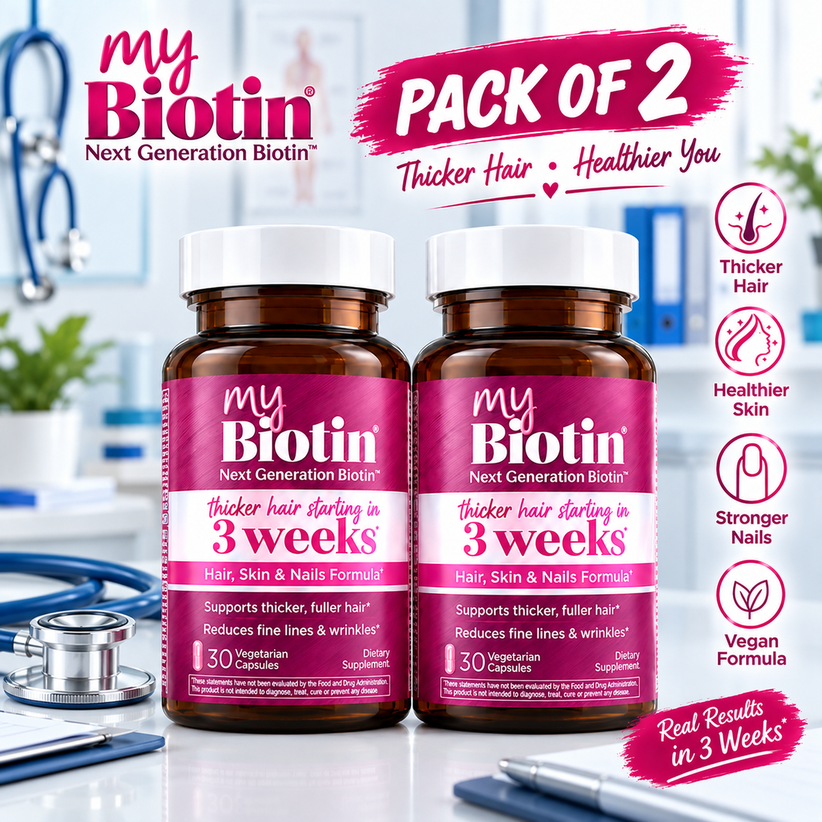 Purity Products MyBiotin Hair Skin & Nails 30 Vegetarian Capsules – Biotin Formula | Luxeora Shop