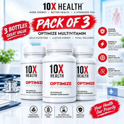 10X Health Optimize Methylated Multivitamin 90 Capsules – 34-in-1 Formula with 5-MTHF & B12 | Luxeora Shop