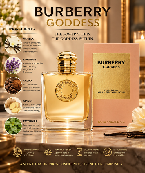 Burberry Goddess Eau de Parfum for Women 100ml 3.3oz – Vanilla & Lavender Fragrance | Luxeora Shop