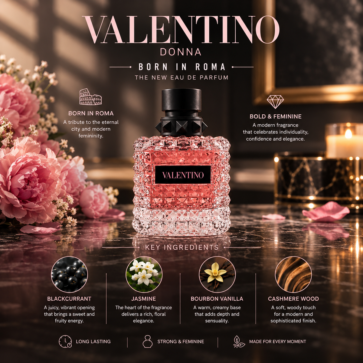 Valentino Born In Roma Donna Eau de Parfum for Women – Luxury Floral Amber Fragrance | Luxeora Shop