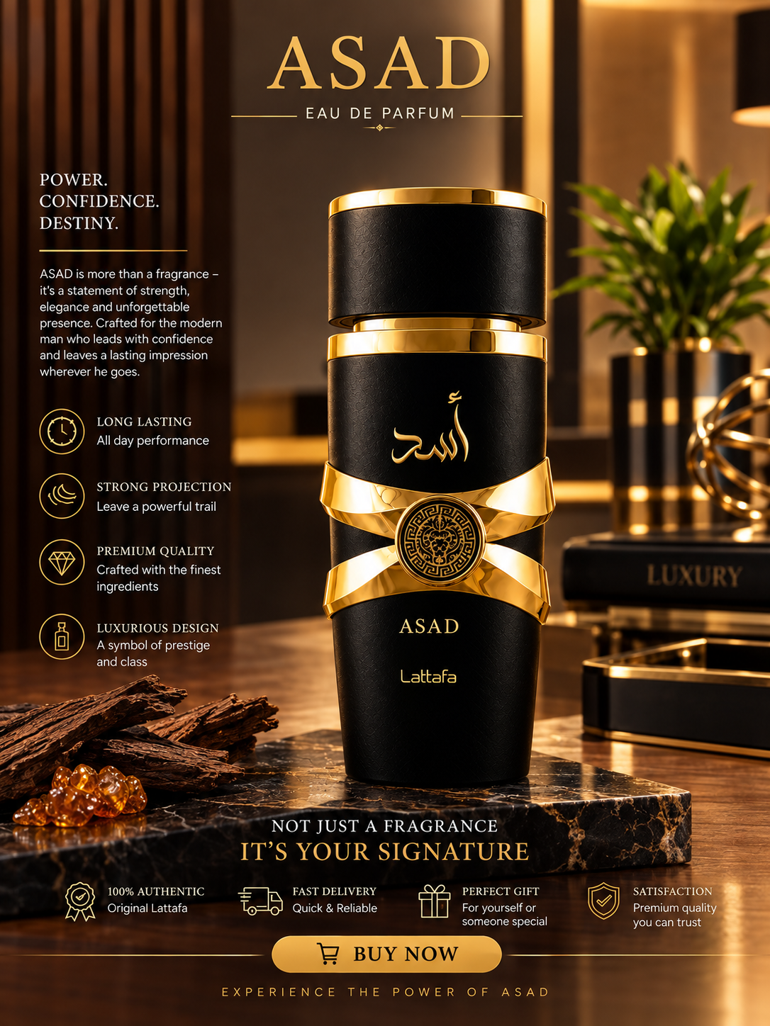 Lattafa Asad Eau de Parfum 100ml / 3.4 oz for Men – Luxeora Shop