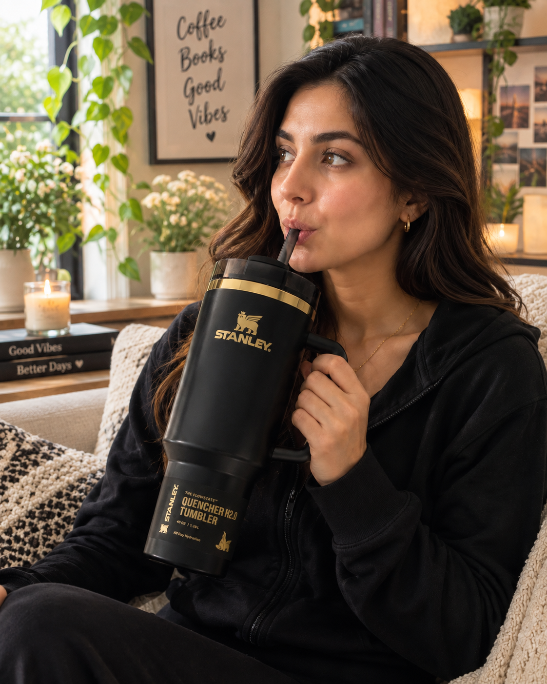 Stanley Stainless Steel Tumbler 40 oz Black – Limited Edition Matte Black – Luxeora Shop