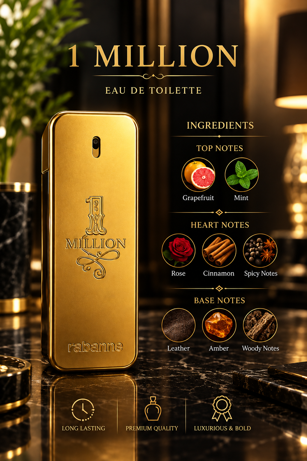 Rabanne 1 Million Eau de Toilette 100ml / 3.4 oz Men's Cologne – Luxeora Shop