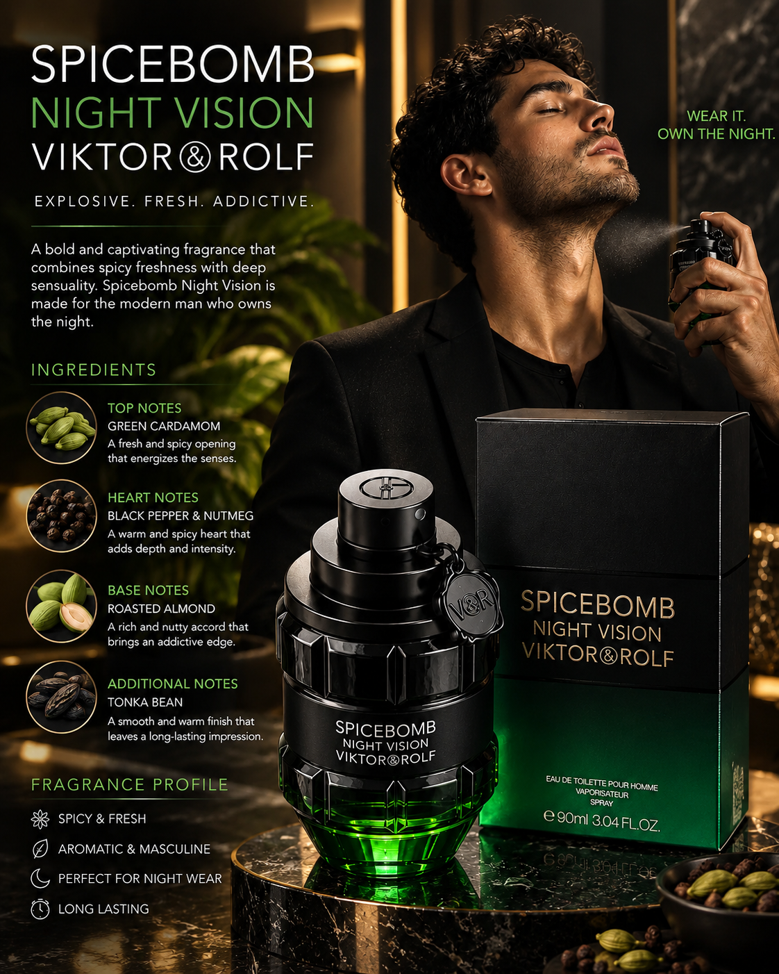 Viktor&Rolf Spicebomb Night Vision EDT 90ml / 3.0 oz for Men – Luxeora Shop