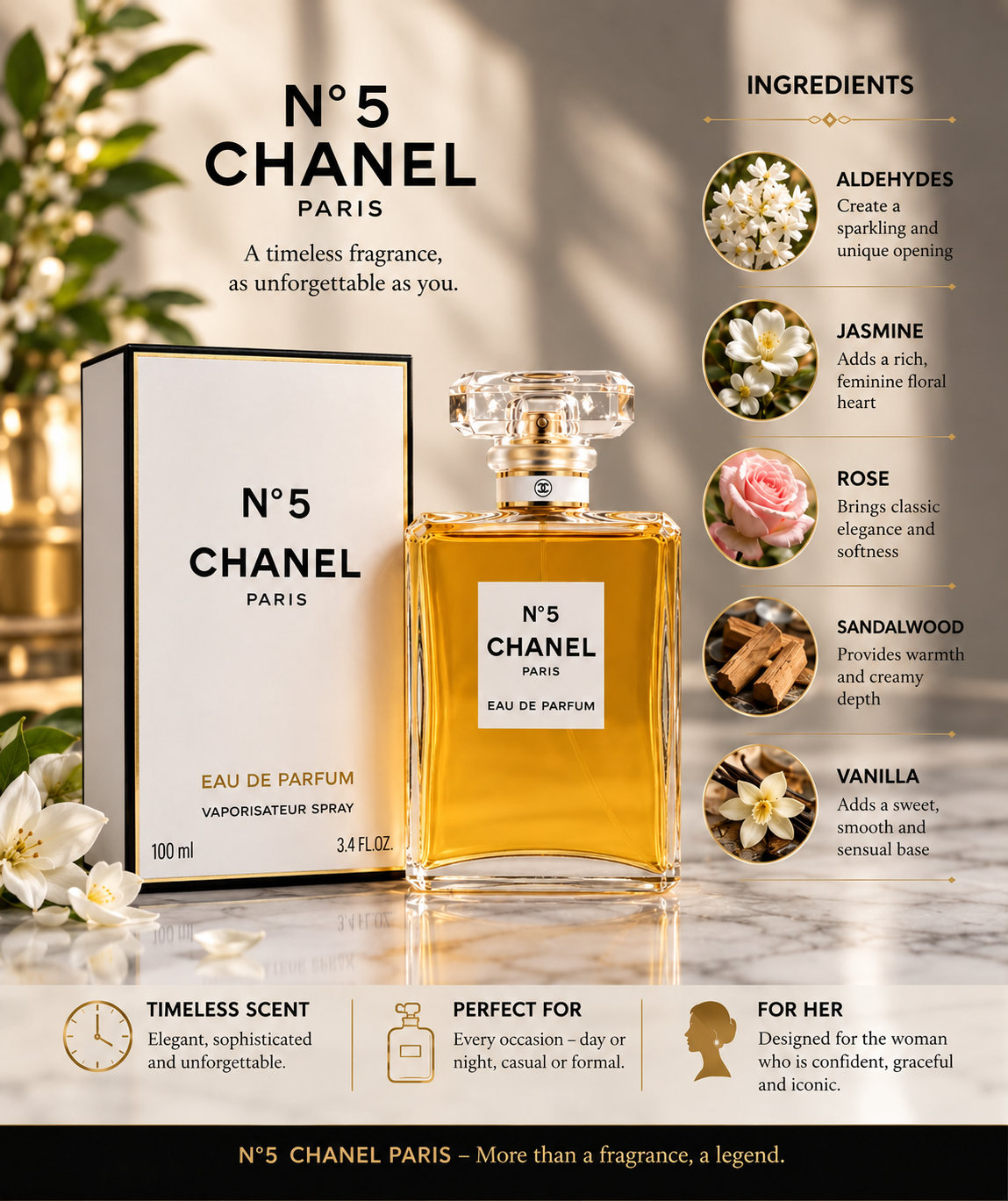 CHANEL N°5 Eau de Parfum 100ml / 3.4 oz Women's Perfume – Luxeora Shop