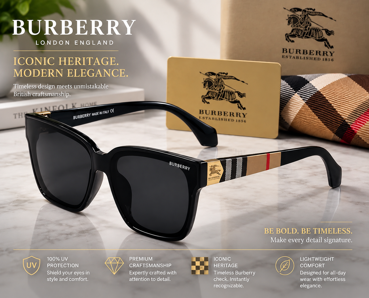 Burberry BE4160 Polarized Square Sunglasses – Black Frame, Grey Lenses, UV400