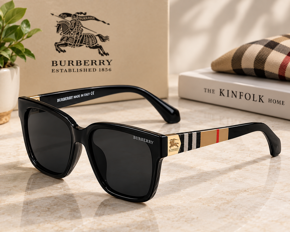 Burberry BE4160 Polarized Square Sunglasses – Black Frame, Grey Lenses, UV400