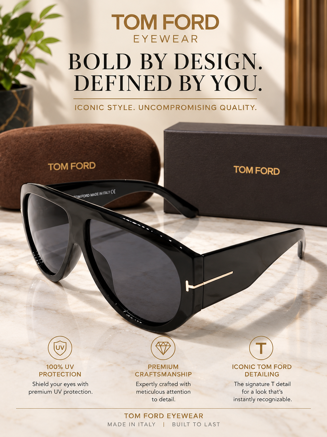 Tom Ford TF1329 01B Icon Collection Sunglasses – Black, Grey Gradient – Brand New