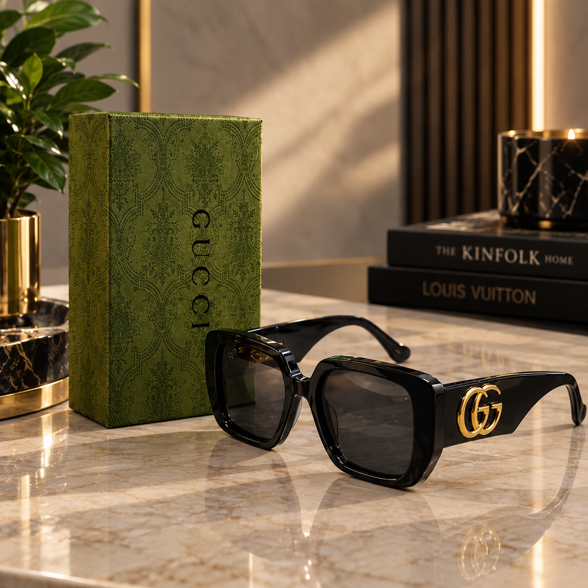 GUCCI Women's Square Oversized Sunglasses – Black Frame Grey Lenses | GG0956S