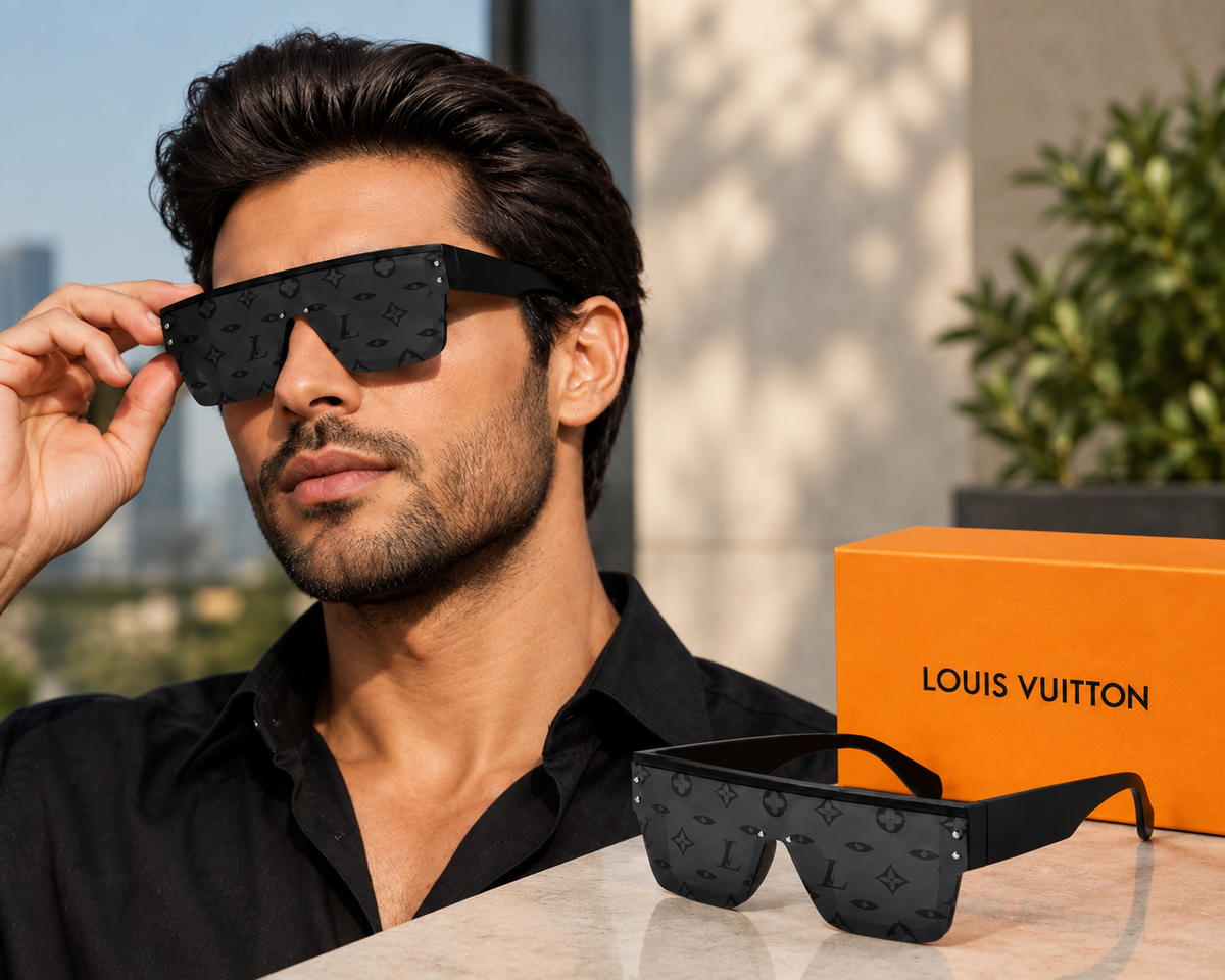 LOUIS VUITTON WAIMEA Z1082E Men's Sunglasses – Black Frame, Gray Monogram Lenses