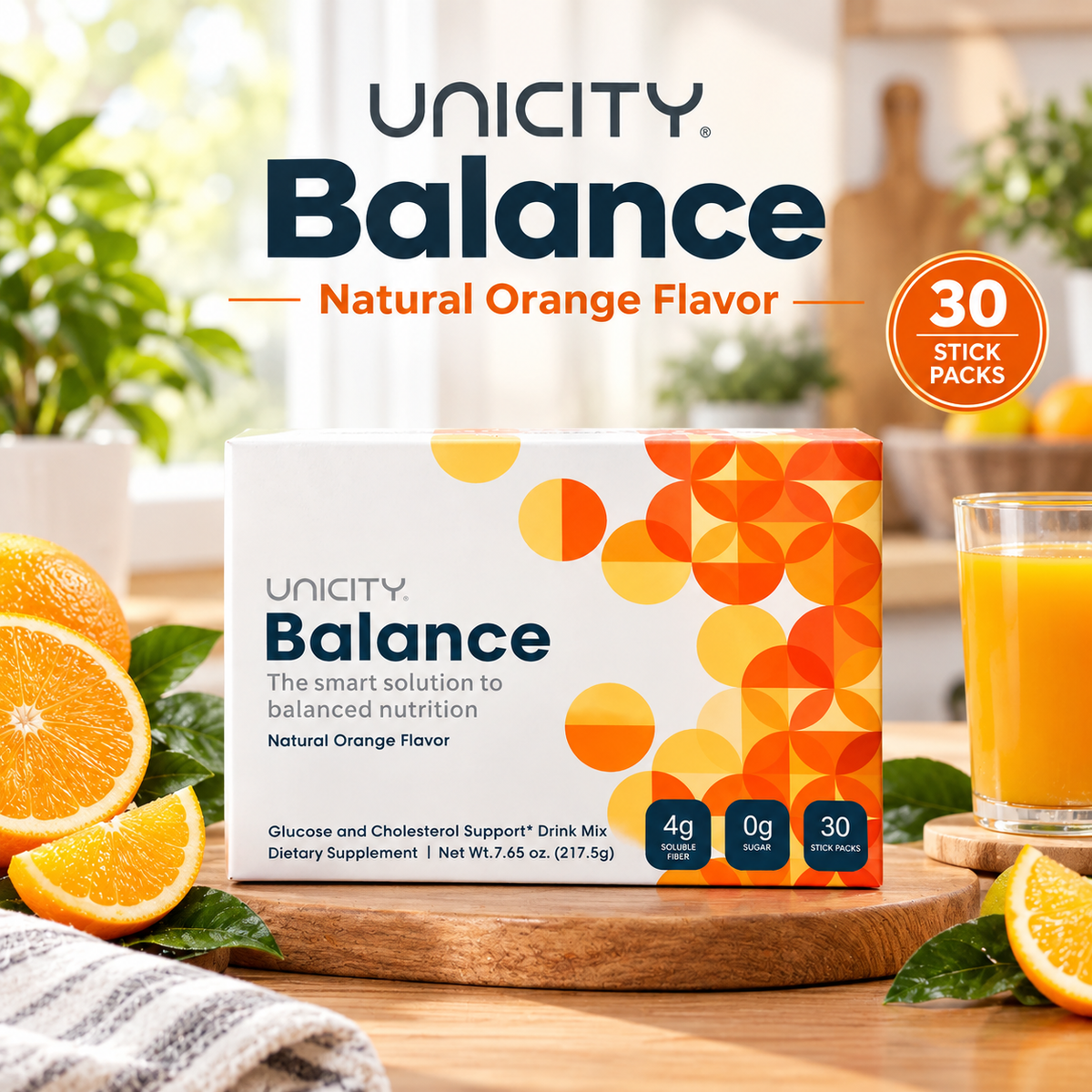 UNICITY Balance Natural Orange – 30 Stick Packs | Fiber & Metabolic Health Support
