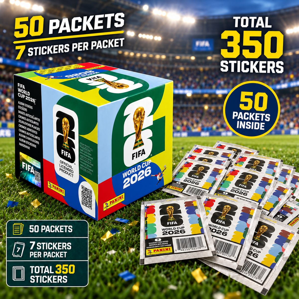 Panini FIFA World Cup 2026 Official Sticker Box – 50 Packs 350 Stickers | Luxeora Shop