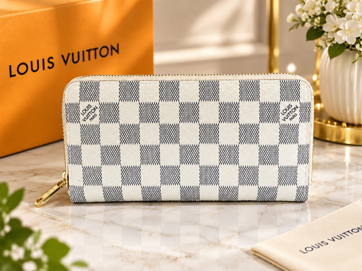 Louis Vuitton Damier Azur Zippy Long Wallet N60019 – White & Blue Canvas Zip-Around Wallet | Luxeora Shop