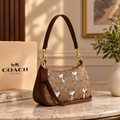 Coach x Peanuts Teri Shoulder Bag CBJ88 Tan Brown Snoopy Signature Canvas – Designer Handbag | Luxeora Shop