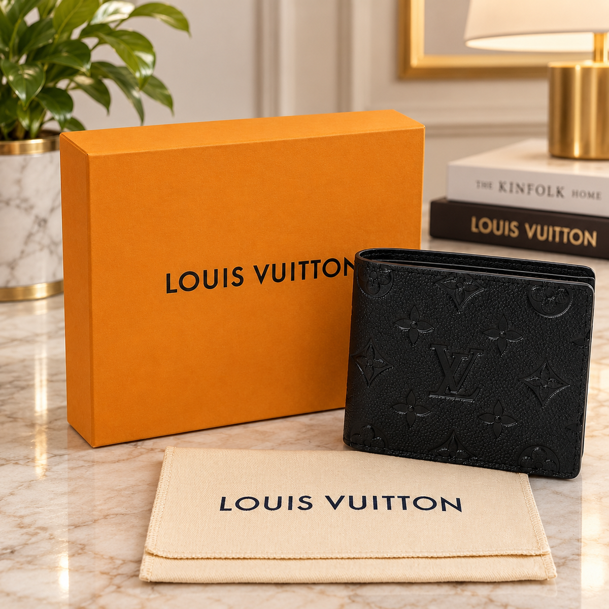 Louis Vuitton Black Monogram Embossed Bifold Men's Wallet – Designer Credit Card Folding Wallet | Luxeora Shop