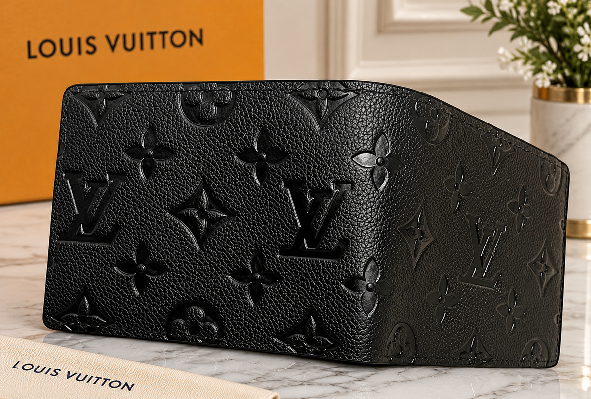 Louis Vuitton Black Monogram Embossed Bifold Men's Wallet – Designer Credit Card Folding Wallet | Luxeora Shop