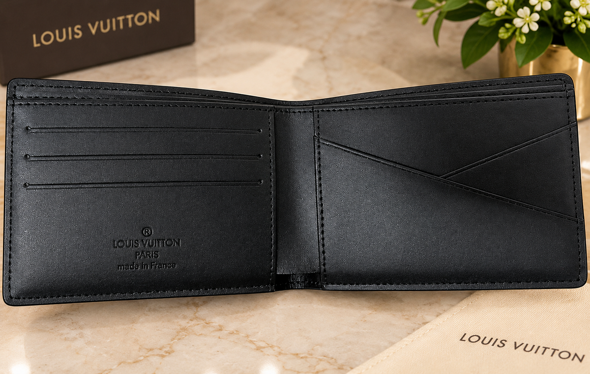 Louis Vuitton Black Monogram Embossed Bifold Men's Wallet – Designer Credit Card Folding Wallet | Luxeora Shop