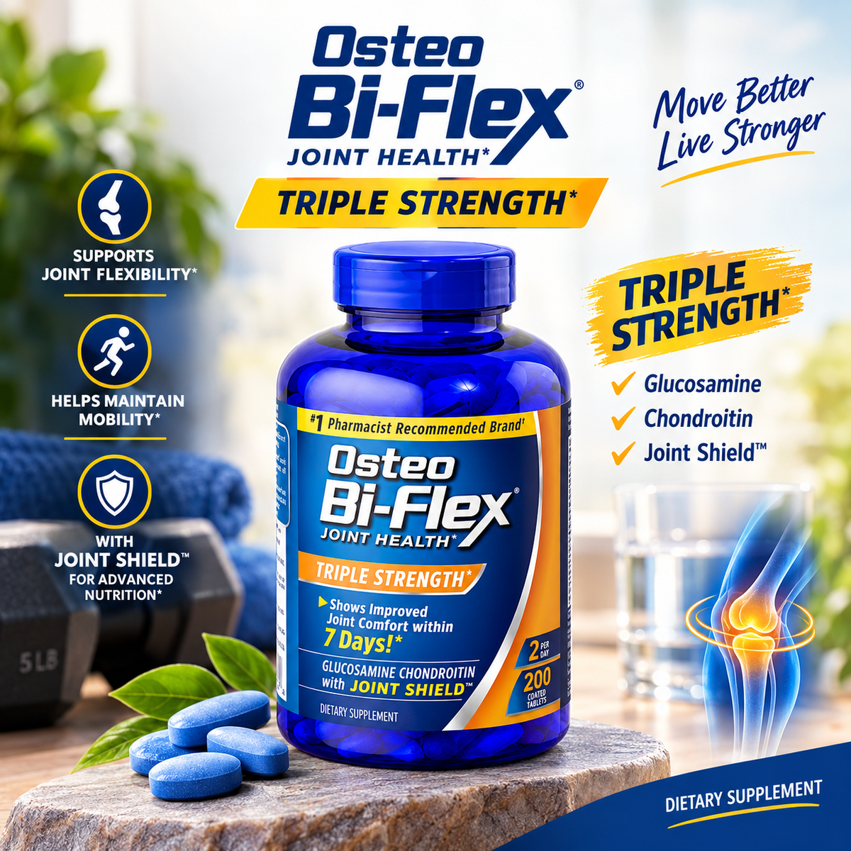 Osteo Bi-Flex Triple Strength 200 Tablets – Glucosamine, Chondroitin & Joint Support | Luxeora Shop