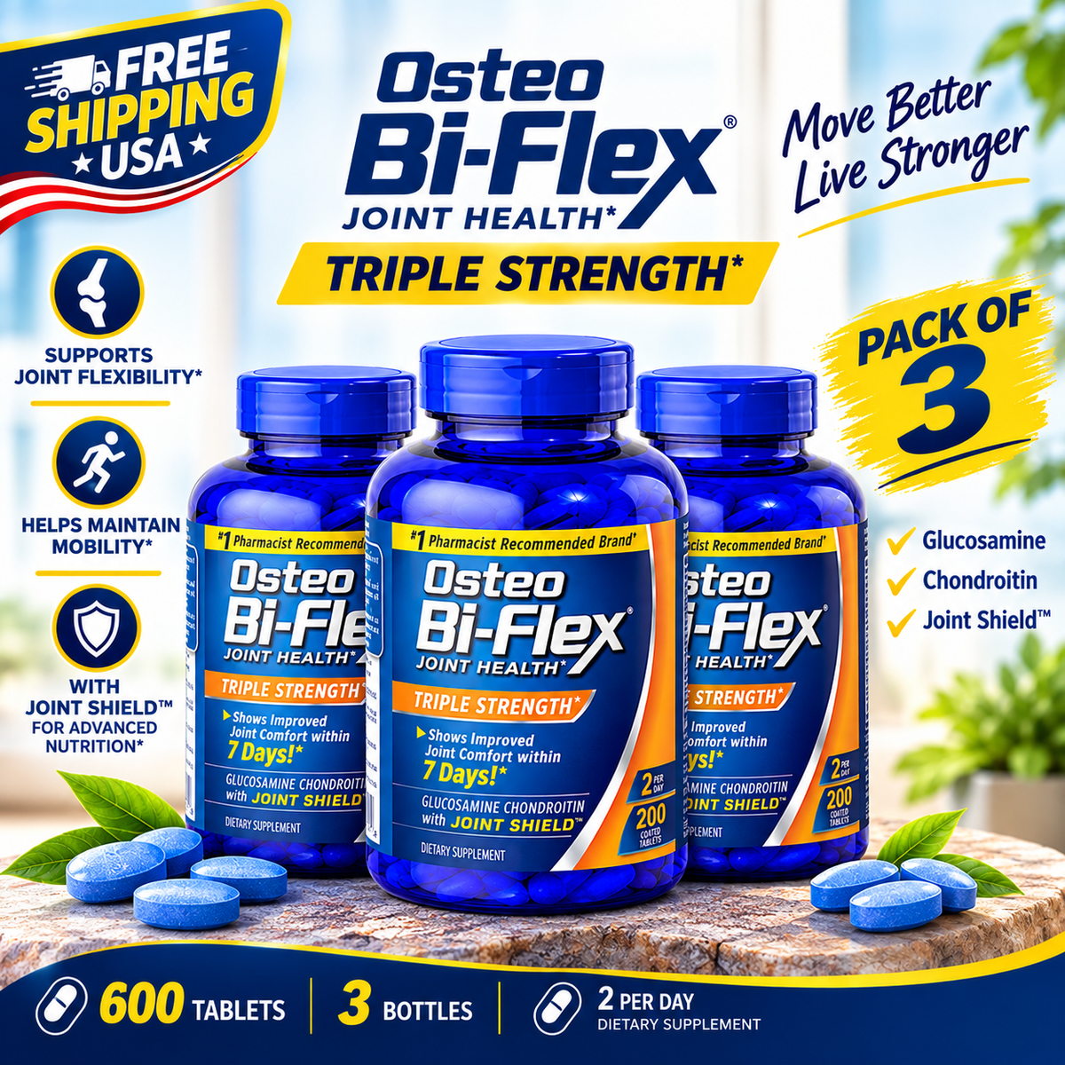 Osteo Bi-Flex Triple Strength 200 Tablets – Glucosamine, Chondroitin & Joint Support | Luxeora Shop
