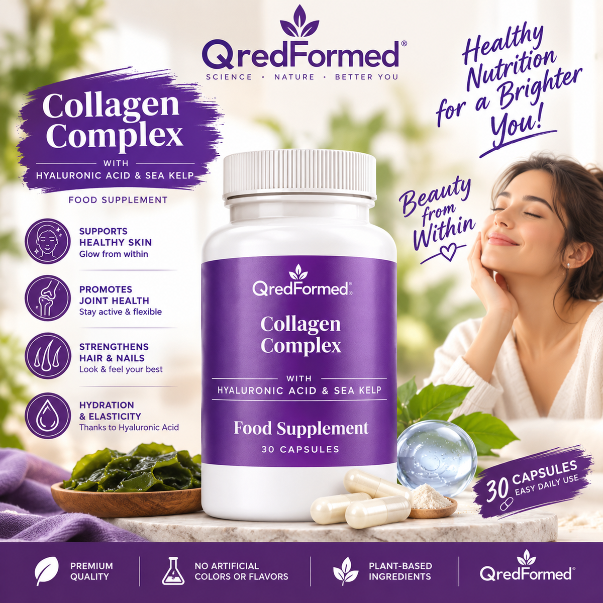 Collagen Complex Botanical Nutrient Support 30 Capsules – Skin, Joint & Connective Tissue Wellness | Luxeora Shop