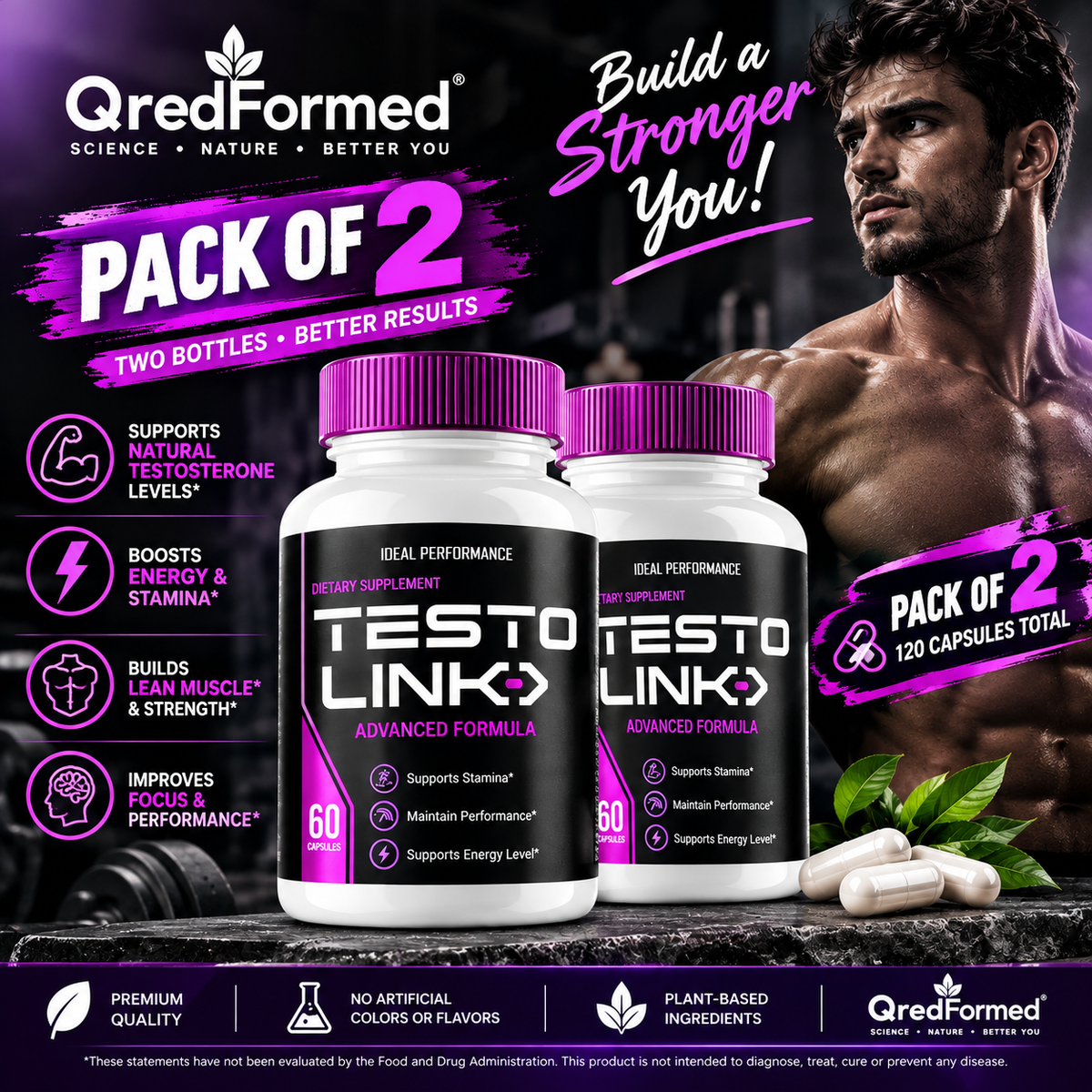 TestoLink General Wellness Supplement for Men – 60 Capsules | Male Vitality & Wellness Support | Luxeora Shop