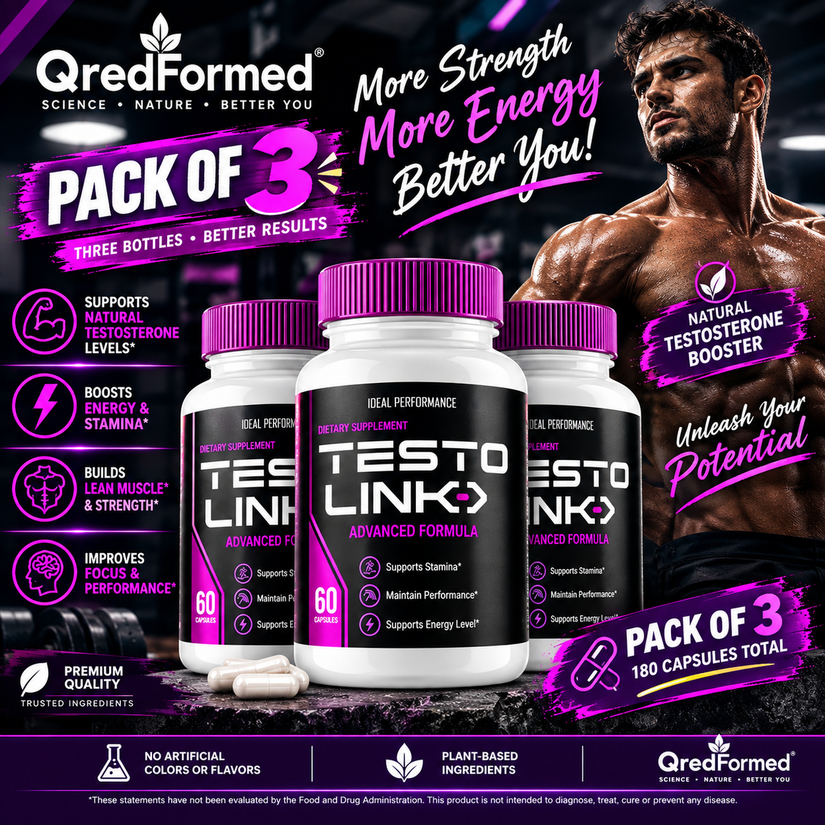 TestoLink General Wellness Supplement for Men – 60 Capsules | Male Vitality & Wellness Support | Luxeora Shop