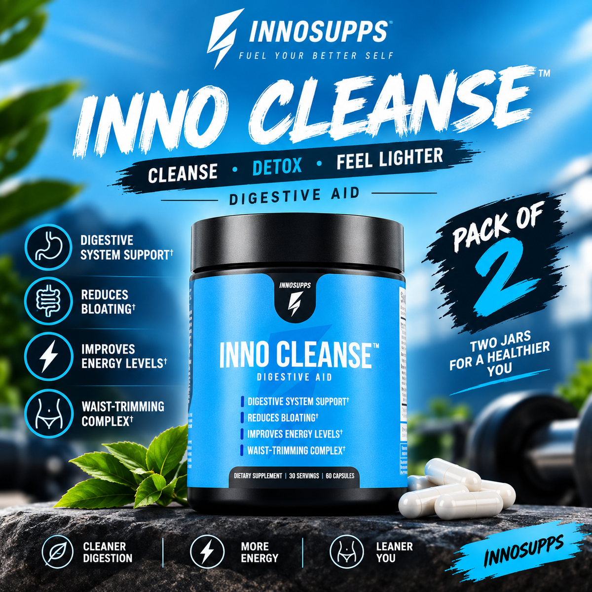 InnoSupps Inno Cleanse Digestive Aid 60 Capsules – Digestive & Regularity Support | Luxeora Shop