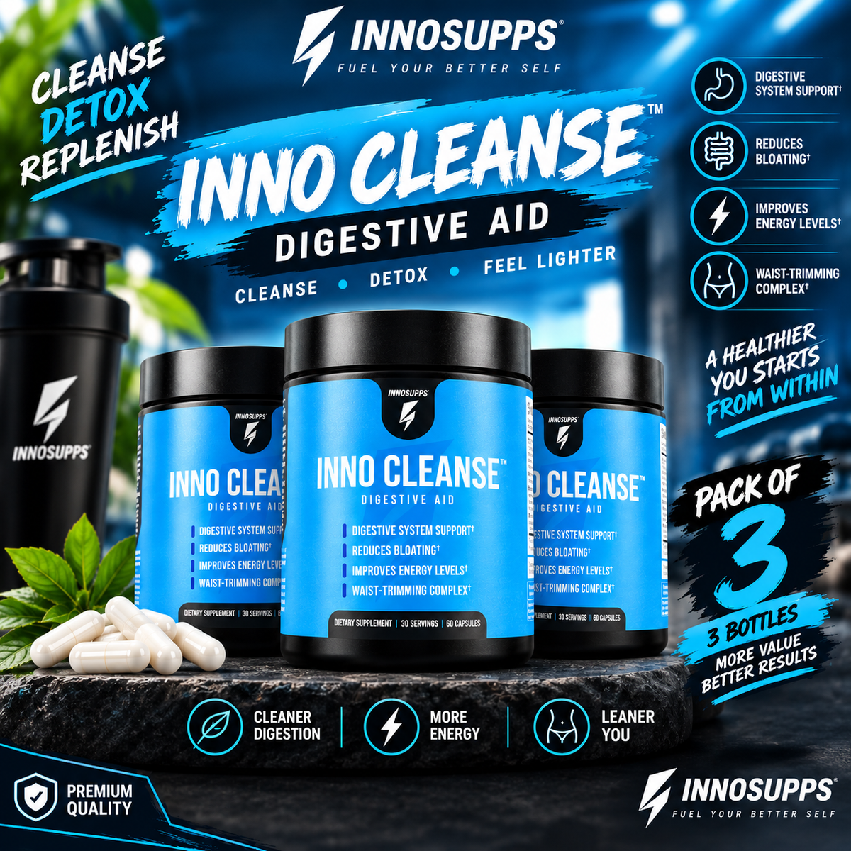 InnoSupps Inno Cleanse Digestive Aid 60 Capsules – Digestive & Regularity Support | Luxeora Shop