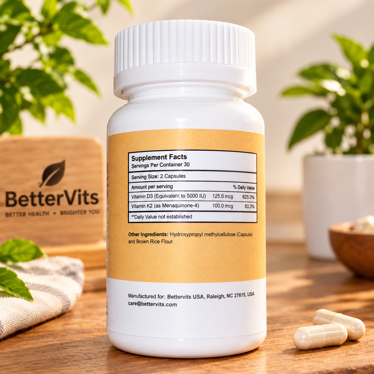 Bettervits Vitamin D3 5000 IU 60 Capsules for Women – Calcium Absorption & Bone Health Support | Luxeora Shop