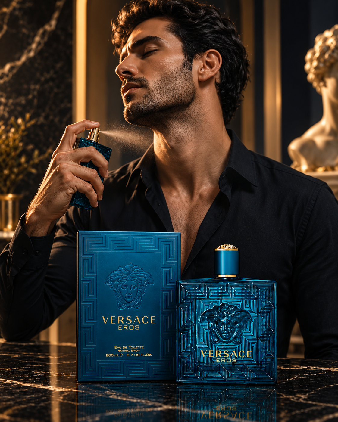Versace Eros Eau de Parfum for Men 3.4 oz 100ml – Long Lasting Luxury Fragrance Spray